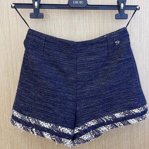 🚩steal authentic CHANEL Women's Navy Tweed High Waist Shorts
